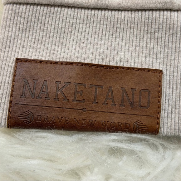 Naketano "Brave New World" Pullover Hoodie Heather Gray & Purple/Maroon Sleeves - Picture 9 of 14